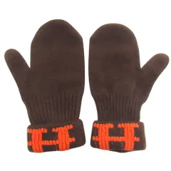 美品 HERMES エルメス マルジェラ期 希少モデル メンズ ロゴ ニットグローブ ミトン 手袋 ブラウン×オレンジ メンズ 古着 中古 USEDのサムネイル