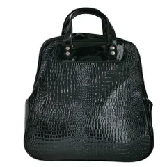 美品 COMME des GARCONS コムコム コムデギャルソン クロコ型押し PVC エナメル ハンドバッグ S19SC01 ブラック メンズ レディース 古着 中古 USEDのサムネイル
