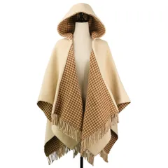 美品 FENDI フェンディ カシミアブレンド フード付ケープ ストール FXX722 AHR1 サイズTU ベージュ レディース 古着 中古 USEDのサムネイル