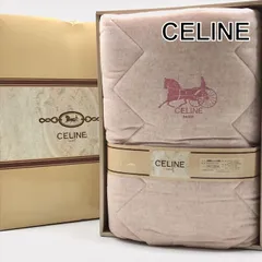 未使用保管品 CELINE セリーヌ サルキーセレスト 馬車 ロゴ 刺繍 掛け布団 中綿 生活 雑貨 寝具 インテリア ブランド レッド c412