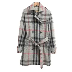 良品 BURBERRY BRIT バーバリーブリット チェック ツイード トレンチコート サイズ38 グレー レディース 古着 中古 USEDのサムネイル