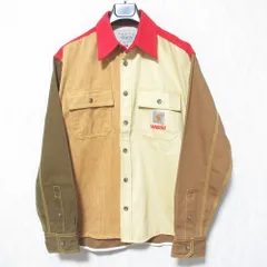 美品 MARNI × Carhartt マルニ カーハート カラーブロック オーバーシャツ CUMU031301UTX004 サイズS ブラウン ベージュ レッド メンズ 古着 中古 USEDのサムネイル