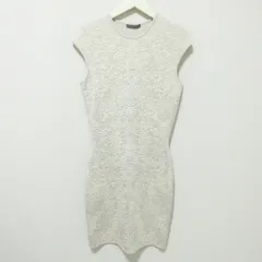 美品 Alexander McQueen アレキサンダーマックイーン 本人期 フラワージャガードニット ノースリーブ ワンピース ドレス S グレー系 レディース 古着 中古 USEDのサムネイル