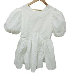 美品 クリーニング済 Cecilie Bahnsen セシリーバンセン Kaspanje blouse mist matelasse バックオープン ブラウス UK8 ホワイト レディース 古着 中古 USED