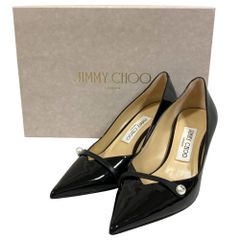 美品JIMMYCHOO エナメルパンプス ゴールドチェーンレディースシューズ 