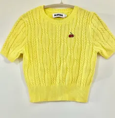 キルシー イェロー さくらんぼ ケーブル クロップド 半袖のサムネイル