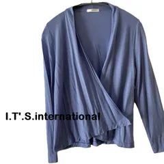 【I.T'.S.international/イッツインターナショナル】カーディガン ボタンレス 羽織 長袖 ブルー系 青系 無地 薄手 日本製（中古）のサムネイル