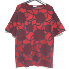 美品 DRIES VAN NOTEN ドリスヴァンノッテン ローズ柄 ショートスリーブ 半袖 ニット セーター Sサイズ レッド系 レディース 古着 中古 USEDのサムネイル