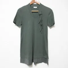 良品 BRUNELLO CUCINELLI ブルネロクチネリ コサージュ ストレッチ Vネック ロングニットカットソー サイズL グリーン レディース 古着 中古 USEDのサムネイル