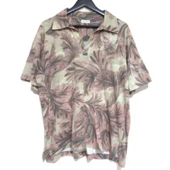 美品 DRIES VAN NOTEN ドリスヴァンノッテン ボタニカル柄 半袖 スキッパー ポロシャツ XLサイズ ベージュ×ピンク メンズ 古着 中古 USEDのサムネイル