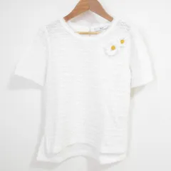 未使用 25SS Rene ルネ コサージュ付き 半袖 ラメニット フリンジ カットソー Tシャツ 6522060 サイズ34 ホワイト レディース 古着 中古 USEDのサムネイル