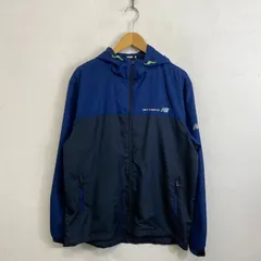 New Balance ニューバランス 切替 ジップアップ ジャケット ウィンドブレーカー フード付き スポーツ トレーニング ウェア バイカラー ネイビー ブラック LL F395のサムネイル