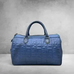 courrèges クレージュ モノグラム ロゴ 総柄 キルティング ミニボストン ボストンバッグ ハンドバッグ レザー 本革 ブルー y2k vintage archive レディース 3060のサムネイル