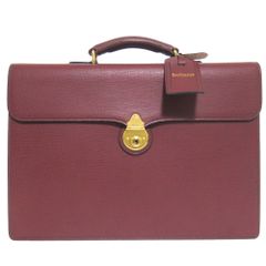 Excellent condition Burberrys briefcase, document bag, business bag, burgundy with gold hardware, men's, vintage, used.