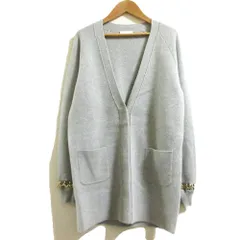 美品 Chloe クロエ チェーンデザイン カシミヤニットカーディガン サイズXS ライトグレー レディース 古着 中古 USEDのサムネイル