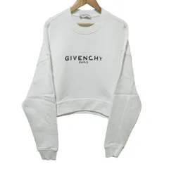 美品 クリーニング済 GIVENCHY ジバンシィ ロゴ クロップド スウェット トレーナー カットソー BWJ01A3Z0Y サイズS ホワイト レディース 古着 中古 USEDのサムネイル
