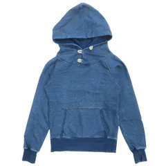 美品 KAPITAL キャピタル スウェット パーカー トレーナー フーディ アルミボタン デニム調 ヴィンテージ加工 2 青 インディゴブルー  メンズ 古着 中古 USEDのサムネイル