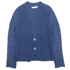 美品 FABIANA FILIPPI ファビアナ フィリッピ コットンニット カーディガン Vネック 畔編み 羽織 ローゲージ 36 ブルーグレー レディース 古着 中古 USEDのサムネイル