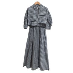 AULA AILA ウエストドローストリングシャツワンピース ストライプ