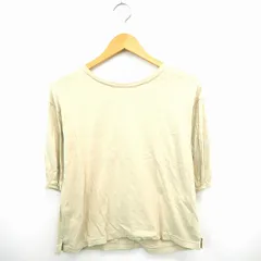 コルザ COLZA Tシャツ カットソー 無地 リボン シンプル 丸首 五分袖 コットン 綿 M ベージュ ブラック 黒 /MT32のサムネイル
