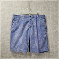 A19526 美品 ナナミカ リーフプリントショートパンツ ブルー系 W32