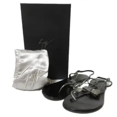 未使用 Giuseppe Zanotti ジュゼッペザノッティ ROCK 10 INFRADITO PALM ラインストーン ストラップリボンサンダル 40 約27cm ブラック レディース 古着 中古 USEDのサムネイル