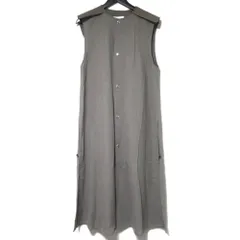 美品 23SS THE RERACS ザリラクス ウール リネンシルクブレンド ロングジレベスト ワンピース  サイズ36 グレー レディース 古着 中古 USEDのサムネイル