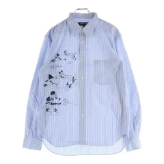 COMME des GARCONS HOMME DEUX (コムデギャルソン オムドゥ) 20AW AD2020 ×DISNEY ディズニー ミッキーイラストプリント 長袖コットンストライプシャツ ブルー/ホワイト DF-B022のサムネイル