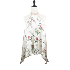 未使用 Christian Dior クリスチャンディオール フラワー ホルターネック シルク トップス カットソー シャツ ブラウス ホワイト レディース 古着 中古 USEDのサムネイル