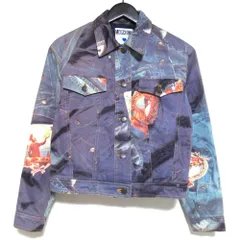 美品 MOSCHINO JEANS モスキーノジーンズ ヴィンテージ 転写プリント トラッカージャケット サイズ9号 ブルー系 レディース 古着 中古 USEDのサムネイル