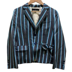 美品 tricot COMME des GARCONS トリココムデギャルソン ストライプ シングルジャケット AD2011 TI-J006 Sサイズ ネイビー レディース 古着 中古 USEDのサムネイル