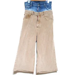 美品 23AW DSQUARED2 ディースクエアード Twin Pack Jean レイヤードデニム コーデュロイパンツ S72LB0678 サイズ34 ベージュ×ブルー レディース 古着 中古 USED