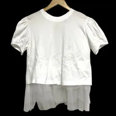 美品 24SS noir kei ninomiya ノワール ケイニノミヤ 綿ポンチ ナイロンチュールTシャツ Sサイズ ホワイト レディース 古着 中古 USEDのサムネイル