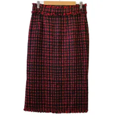 美品 DOLCE&GABBANA ドルチェアンドガッバーナ アルパカブレンド ツイードスカート 44 ブラック×レッド レディース 古着 中古 USEDのサムネイル