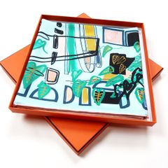 HERMES トレー アトリウム・メキシコ庭園のジャガー ブルー・プロ