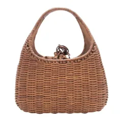 美品 Salvatore Ferragamo サルヴァトーレフェラガモ ラタンバッグ ラウンドフォルム かごバッグ カバン 鞄 ブラウン レディース 古着 中古 USEDのサムネイル