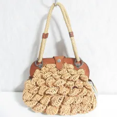 良品 JAMIN PUECH ジャマンピエッシュ ラフィア レザー ハンドバッグ ナチュラル レディース 古着 中古 USEDのサムネイル