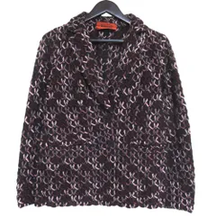 美品 MISSONI ミッソーニ 総柄 2B シングル ニット テーラードジャケット サイズ42 ネイビー マルチカラー レディース 古着 中古 USEDのサムネイル