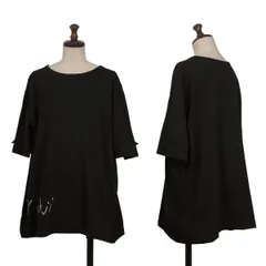 ヨウジヤマモト ファムYohji Yamamoto FEMME ヘムロゴエンブロイダリーTシャツ 黒2のサムネイル