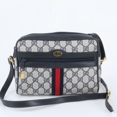 ✨美品✨GUCCI GG ショルダーバッグ ネイビー ベージュ ロゴ 金具