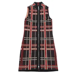 未使用 HERMES エルメス Tartan et Chaines Milano フロントジップ ノースリーブ ワンピース Aライン ロングジレ ベスト 34 レッド レディース 古着 中古 USEDのサムネイル