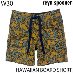 【USED／W30】REYN SPOONER ボードショーツ ハワイアン マスタード／ターコイズのサムネイル