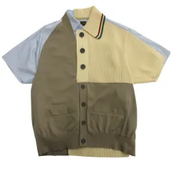 良品 21ss kolor カラー 再構築 ドッキング S/S シャツ カットソー ニット 切替 半袖 アシンメトリー サイズ1 カーキ 青 ブルー メンズ 古着 中古 USEDのサムネイル