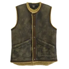 RRL ダブルアールエル Shearing Mouton Vest ヴィンテージ加工 ムートン ベスト ブラウン系 M【美品】【中古】のサムネイル