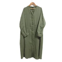美品 Y's for living ワイズフォーリビング リネンシャツワンピース カーキ レディース 古着 中古 USEDのサムネイル