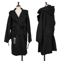 ヨウジヤマモト ファムYohji Yamamoto FEMME ウールナイロンポケットデザインベルテッドコート 黒2のサムネイル
