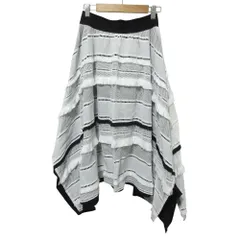 良品 support surfac サポートサーフェス アシンメトリー ロング フリンジフレアスカート 1 ホワイト ブラック  レディース 古着 中古 USEDのサムネイル