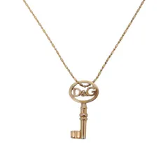 良品 D&G DOLCE&GABBANA ディーアンドジー ドルガバ ロゴ 鍵モチーフ ネックレス ペンダント アクセサリー ゴールド メンズ レディース 古着 中古 USEDのサムネイル