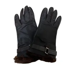 美品 PRADA プラダ ナイロン レザー グローブ ブラウン レディース 古着 中古 USEDのサムネイル