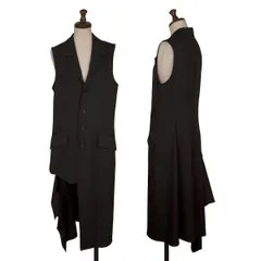ヨウジヤマモトYohji Yamamoto collections ウールギャバアシンメトリードレープジャケット 黒1のサムネイル